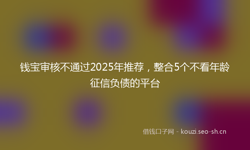 钱宝审核不通过2025年推荐，整合5个不看年龄征信负债的平台