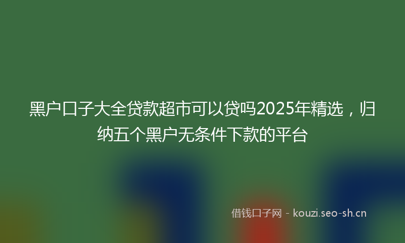黑户口子大全贷款超市可以贷吗2025年精选,归纳五个黑户无条件下款的平台