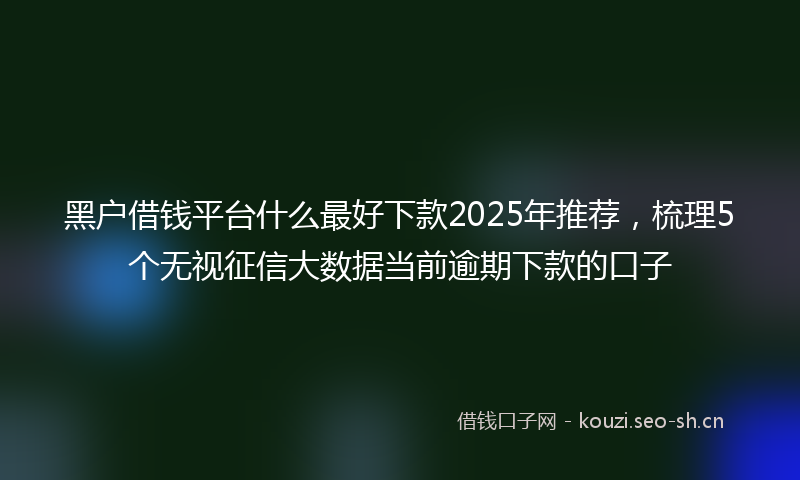 黑户借钱平台什么最好下款2025年推荐，梳理5个无视征信大数据当前逾期下款的口子