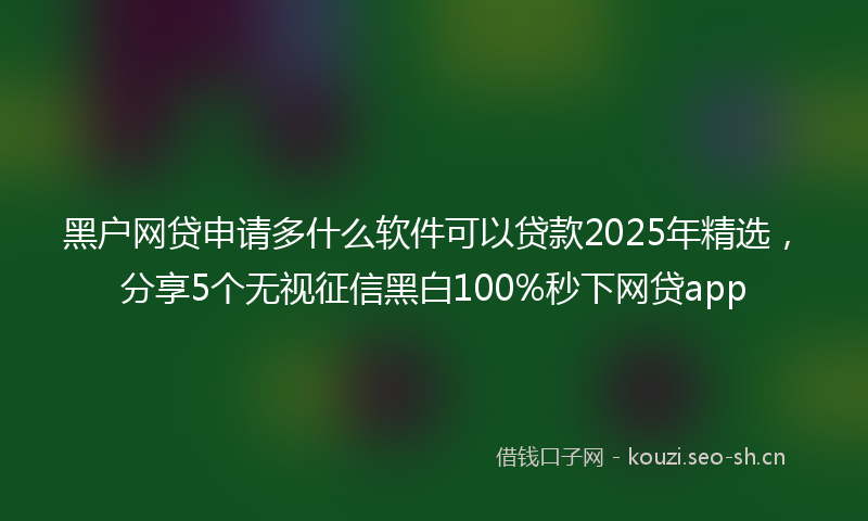 黑户网贷申请多什么软件可以贷款2025年精选，分享5个无视征信黑白100%秒下网贷app