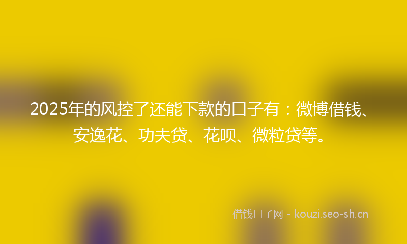 2025年的风控了还能下款的口子有：微博借钱、安逸花、功夫贷、花呗、微粒贷等。
