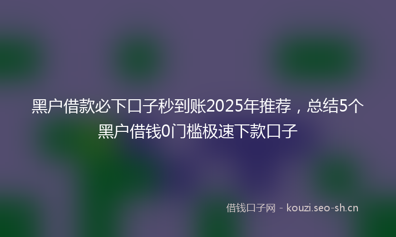 黑户借款必下口子秒到账2025年推荐，总结5个黑户借钱0门槛极速下款口子