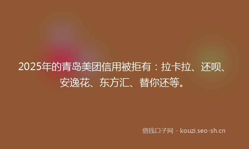 2025年的青岛美团信用被拒有：拉卡拉、还呗、安逸花、东方汇、替你还等。
