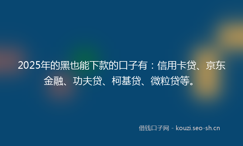 2025年的黑也能下款的口子有：信用卡贷、京东金融、功夫贷、柯基贷、微粒贷等。