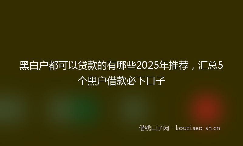 黑白户都可以贷款的有哪些2025年推荐，汇总5个黑户借款必下口子