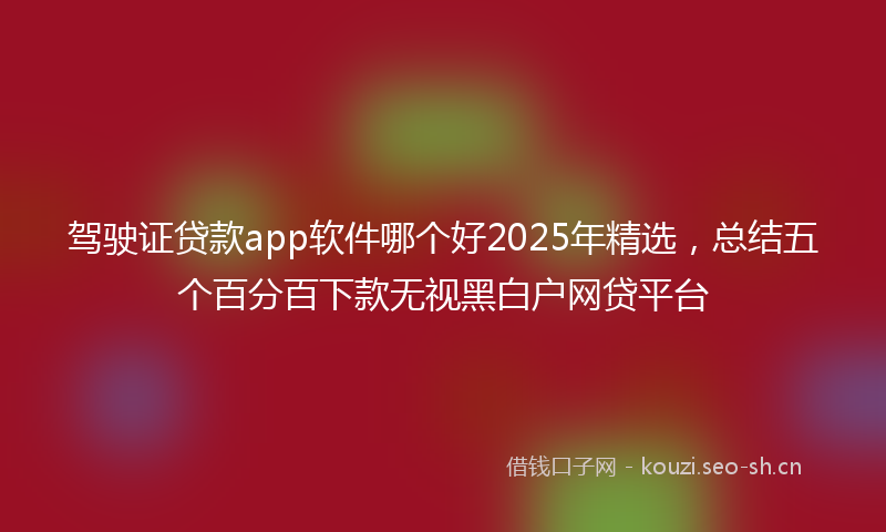 驾驶证贷款app软件哪个好2025年精选，总结五个百分百下款无视黑白户网贷平台