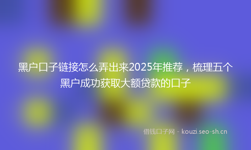 黑户口子链接怎么弄出来2025年推荐，梳理五个黑户成功获取大额贷款的口子
