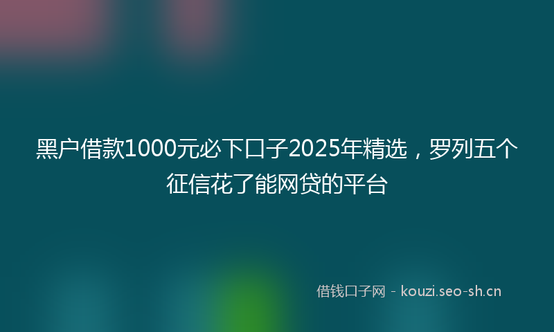 黑户借款1000元必下口子2025年精选，罗列五个征信花了能网贷的平台