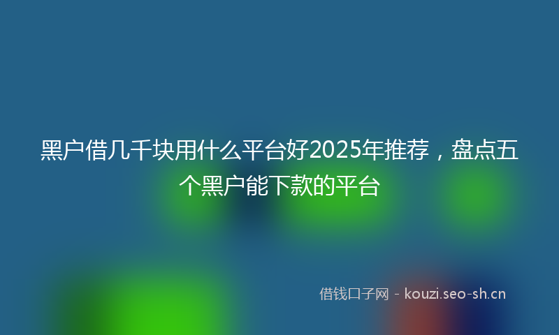 黑户借几千块用什么平台好2025年推荐，盘点五个黑户能下款的平台