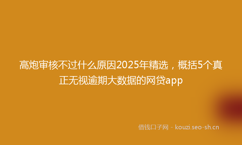 高炮审核不过什么原因2025年精选，概括5个真正无视逾期大数据的网贷app
