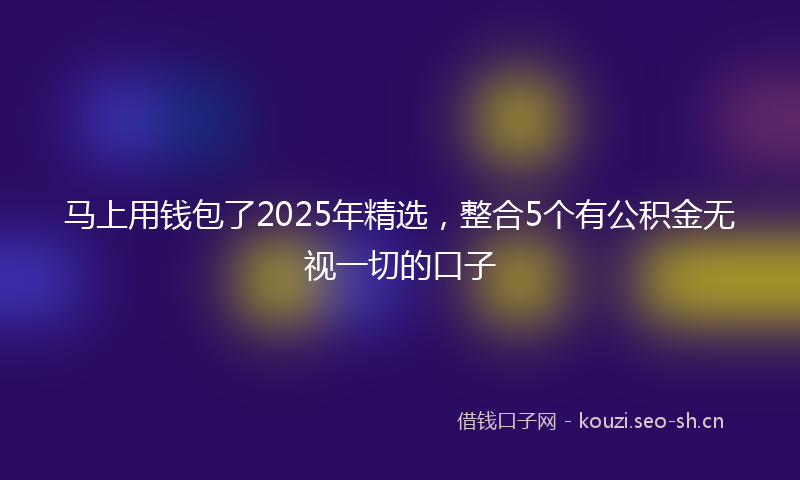 马上用钱包了2025年精选，整合5个有公积金无视一切的口子