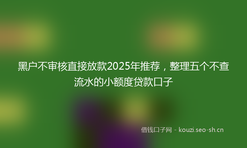 黑户不审核直接放款2025年推荐，整理五个不查流水的小额度贷款口子