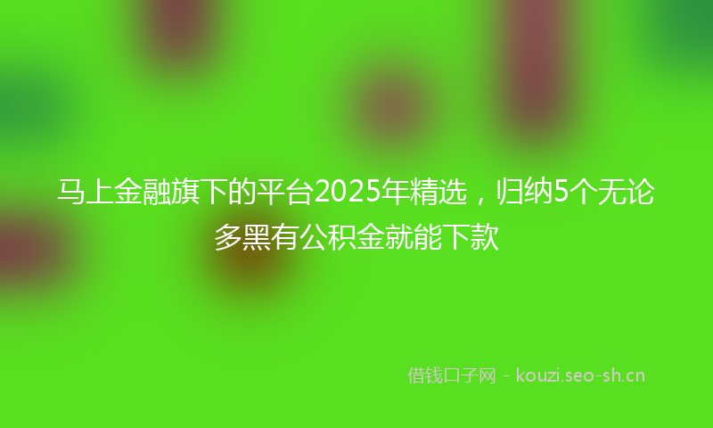 马上金融旗下的平台2025年精选，归纳5个无论多黑有公积金就能下款