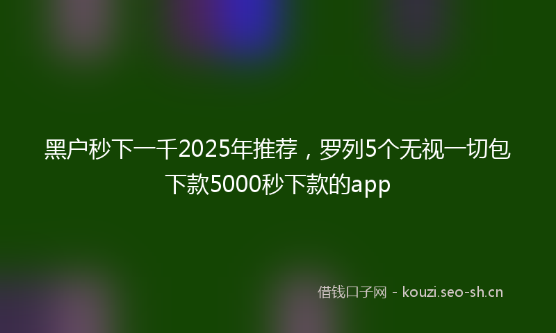 黑户秒下一千2025年推荐，罗列5个无视一切包下款5000秒下款的app