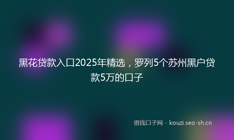 黑花贷款入口2025年精选，罗列5个苏州黑户贷款5万的口子