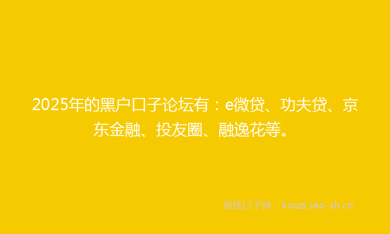 2025年的黑户口子论坛有：e微贷、功夫贷、京东金融、投友圈、融逸花等。