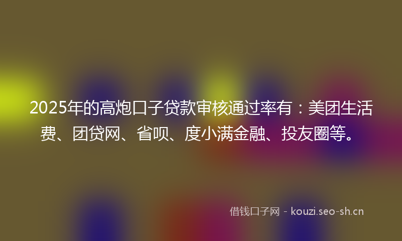 2025年的高炮口子贷款审核通过率有：美团生活费、团贷网、省呗、度小满金融、投友圈等。