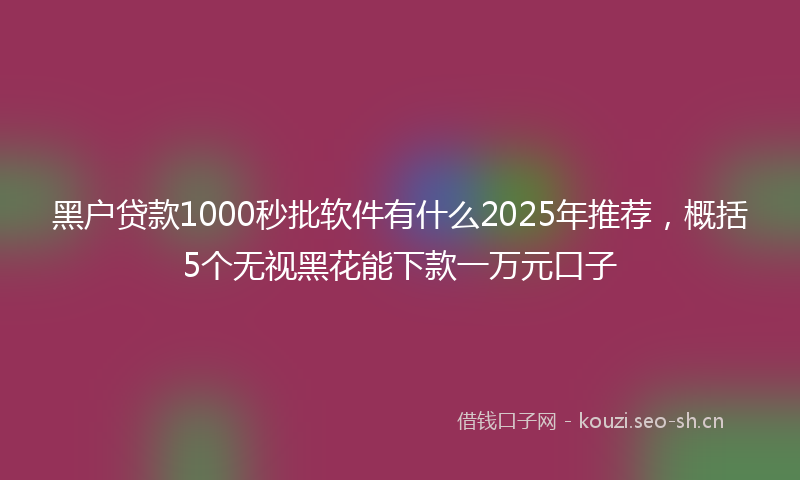 黑户贷款1000秒批软件有什么2025年推荐，概括5个无视黑花能下款一万元口子
