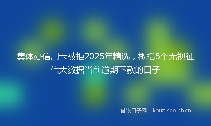 集体办信用卡被拒2025年精选，概括5个无视征信大数据当前逾期下款的口子
