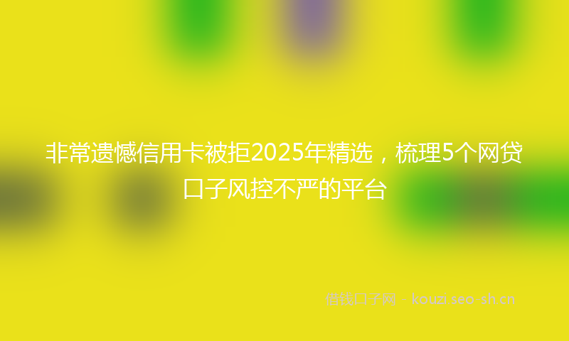 非常遗憾信用卡被拒2025年精选，梳理5个网贷口子风控不严的平台