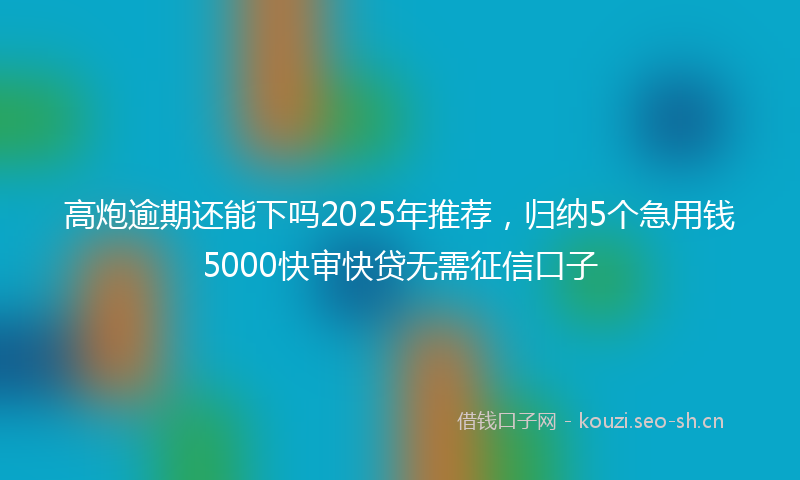 高炮逾期还能下吗2025年推荐，归纳5个急用钱5000快审快贷无需征信口子