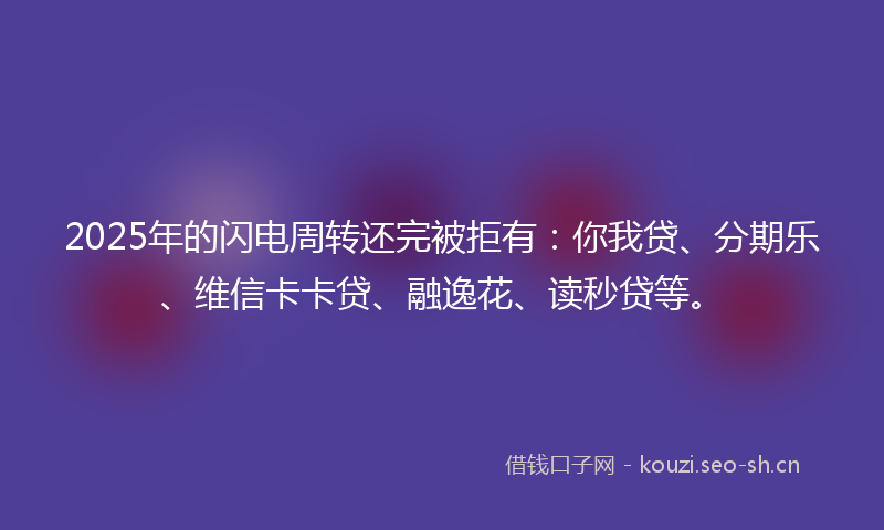 2025年的闪电周转还完被拒有：你我贷、分期乐、维信卡卡贷、融逸花、读秒贷等。