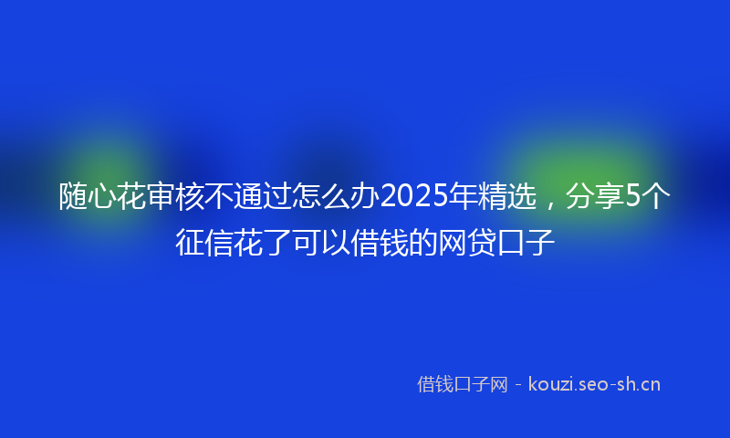 随心花审核不通过怎么办2025年精选，分享5个征信花了可以借钱的网贷口子