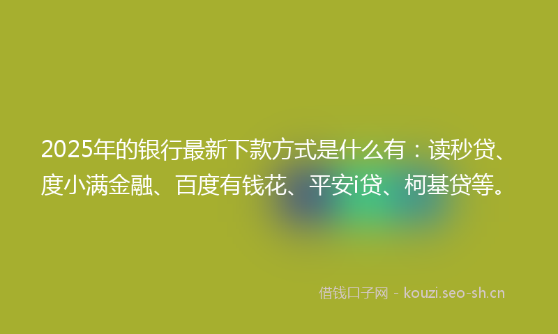 2025年的银行最新下款方式是什么有：读秒贷、度小满金融、百度有钱花、平安i贷、柯基贷等。