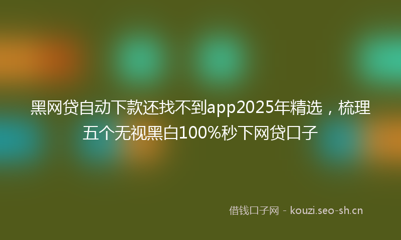 黑网贷自动下款还找不到app2025年精选，梳理五个无视黑白100%秒下网贷口子