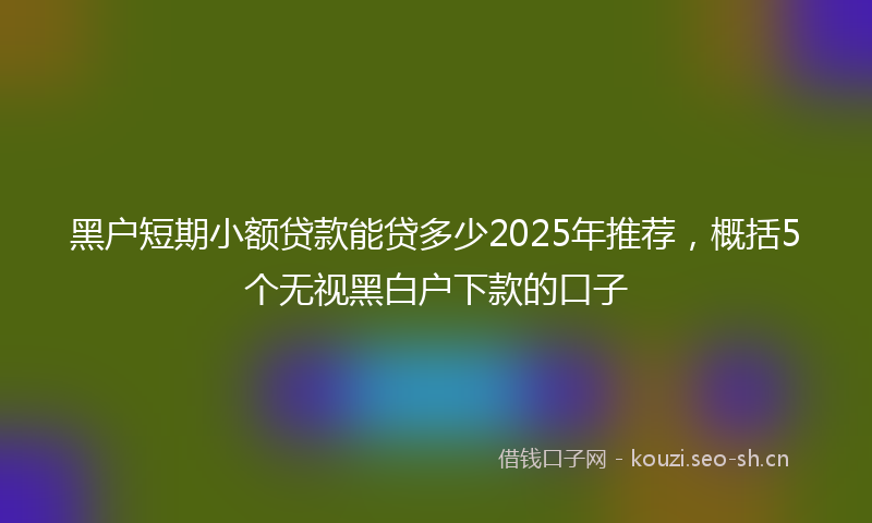 黑户短期小额贷款能贷多少2025年推荐，概括5个无视黑白户下款的口子