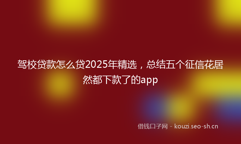 驾校贷款怎么贷2025年精选,总结五个征信花居然都下款了的app