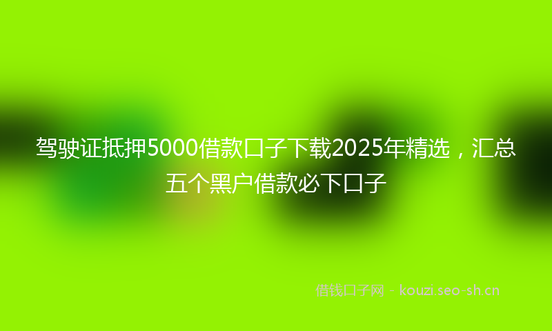 驾驶证抵押5000借款口子下载2025年精选，汇总五个黑户借款必下口子