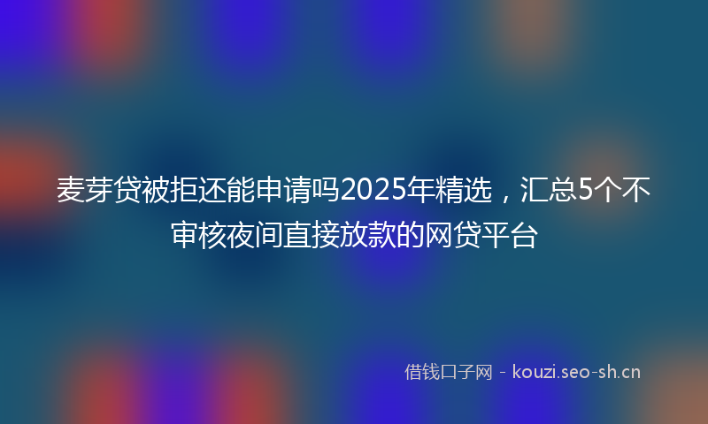 麦芽贷被拒还能申请吗2025年精选，汇总5个不审核夜间直接放款的网贷平台