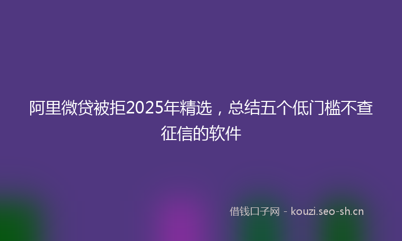 阿里微贷被拒2025年精选，总结五个低门槛不查征信的软件