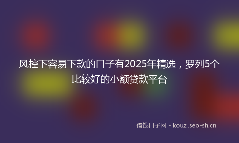 风控下容易下款的口子有2025年精选,罗列5个比较好的小额贷款平台