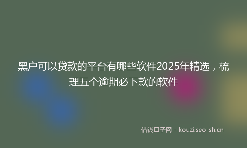 黑户可以贷款的平台有哪些软件2025年精选，梳理五个逾期必下款的软件