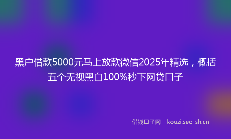黑户借款5000元马上放款微信2025年精选，概括五个无视黑白100%秒下网贷口子