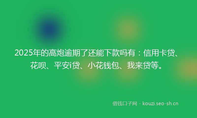 2025年的高炮逾期了还能下款吗有：信用卡贷、花呗、平安i贷、小花钱包、我来贷等。
