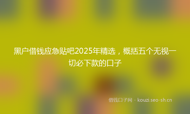 黑户借钱应急贴吧2025年精选,概括五个无视一切必下款的口子
