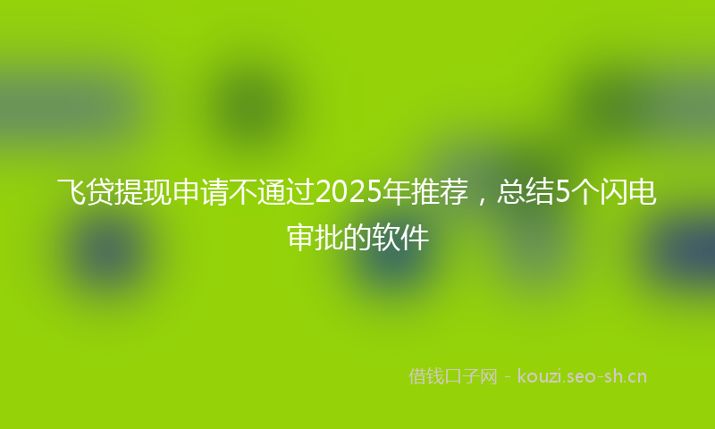 飞贷提现申请不通过2025年推荐，总结5个闪电审批的软件