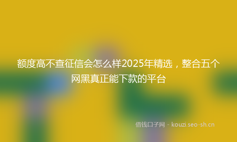 额度高不查征信会怎么样2025年精选，整合五个网黑真正能下款的平台
