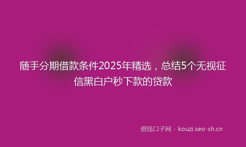 随手分期借款条件2025年精选，总结5个无视征信黑白户秒下款的贷款
