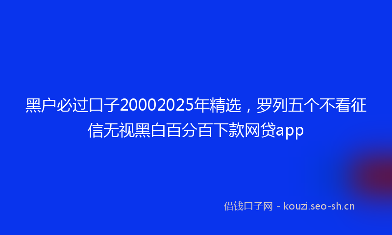 黑户必过口子20002025年精选,罗列五个不看征信无视黑白百分百下款网贷app