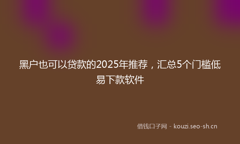 黑户也可以贷款的2025年推荐，汇总5个门槛低易下款软件