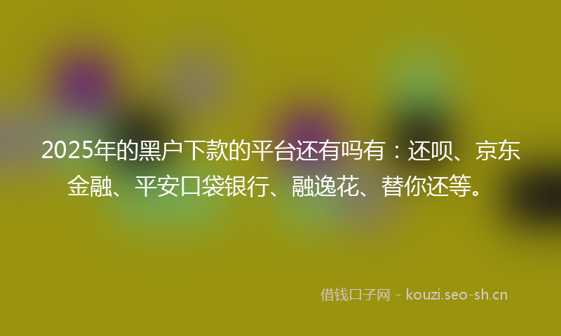 2025年的黑户下款的平台还有吗有：还呗、京东金融、平安口袋银行、融逸花、替你还等。