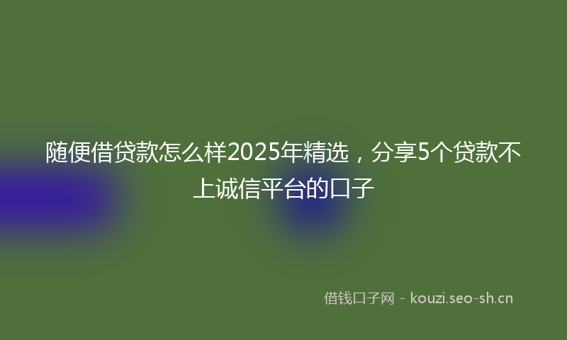 随便借贷款怎么样2025年精选，分享5个贷款不上诚信平台的口子