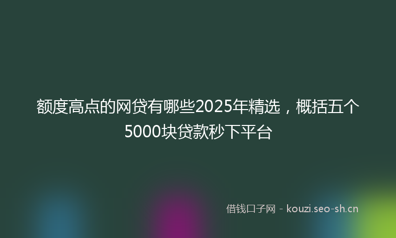 额度高点的网贷有哪些2025年精选，概括五个5000块贷款秒下平台
