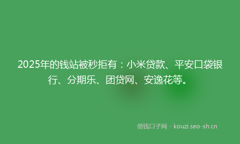 2025年的钱站被秒拒有：小米贷款、平安口袋银行、分期乐、团贷网、安逸花等。