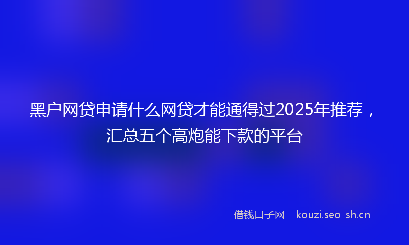 黑户网贷申请什么网贷才能通得过2025年推荐，汇总五个高炮能下款的平台