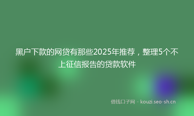 黑户下款的网贷有那些2025年推荐，整理5个不上征信报告的贷款软件